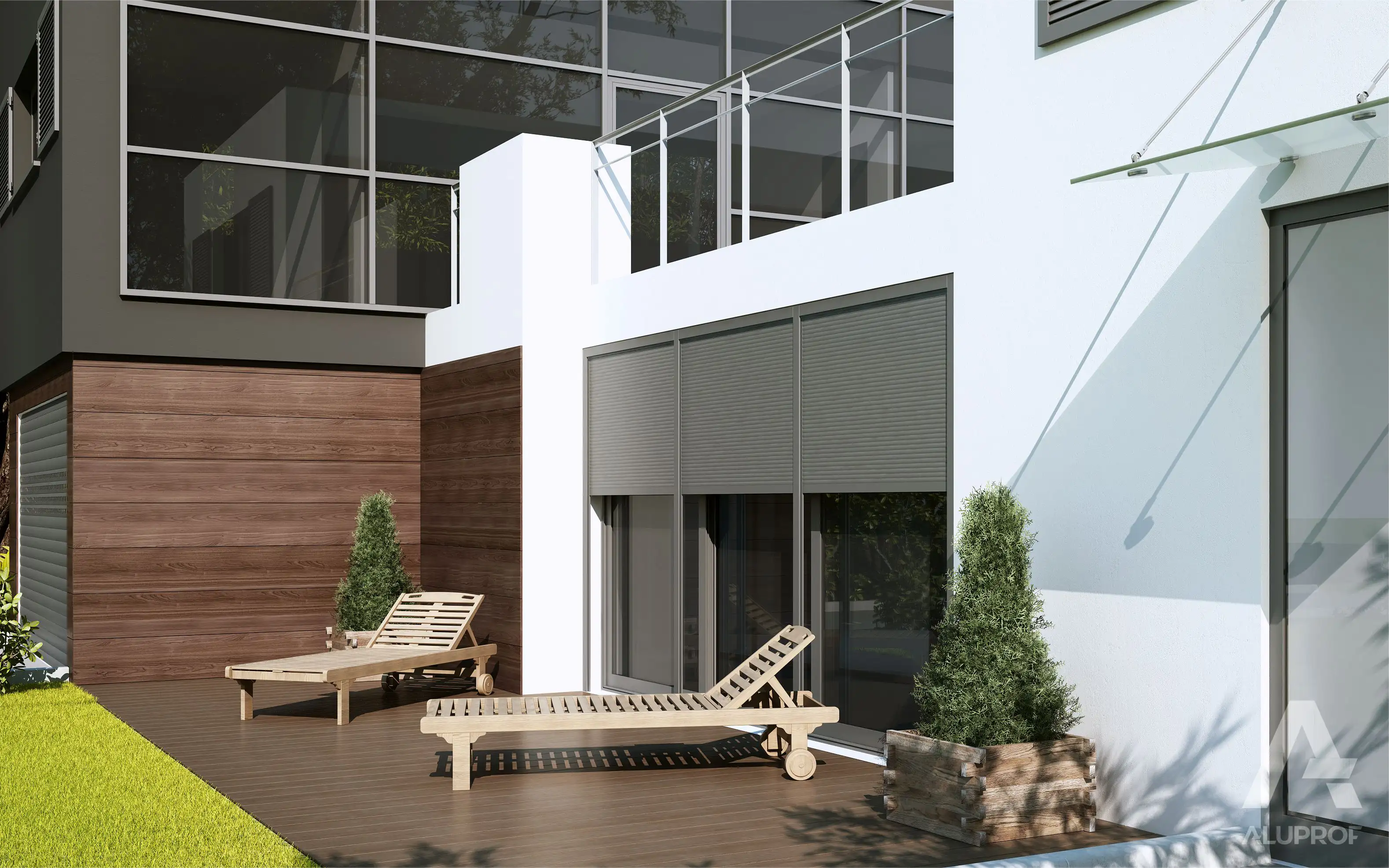 Aluprof front mounted roller shutters sun shading system RA HOUSE