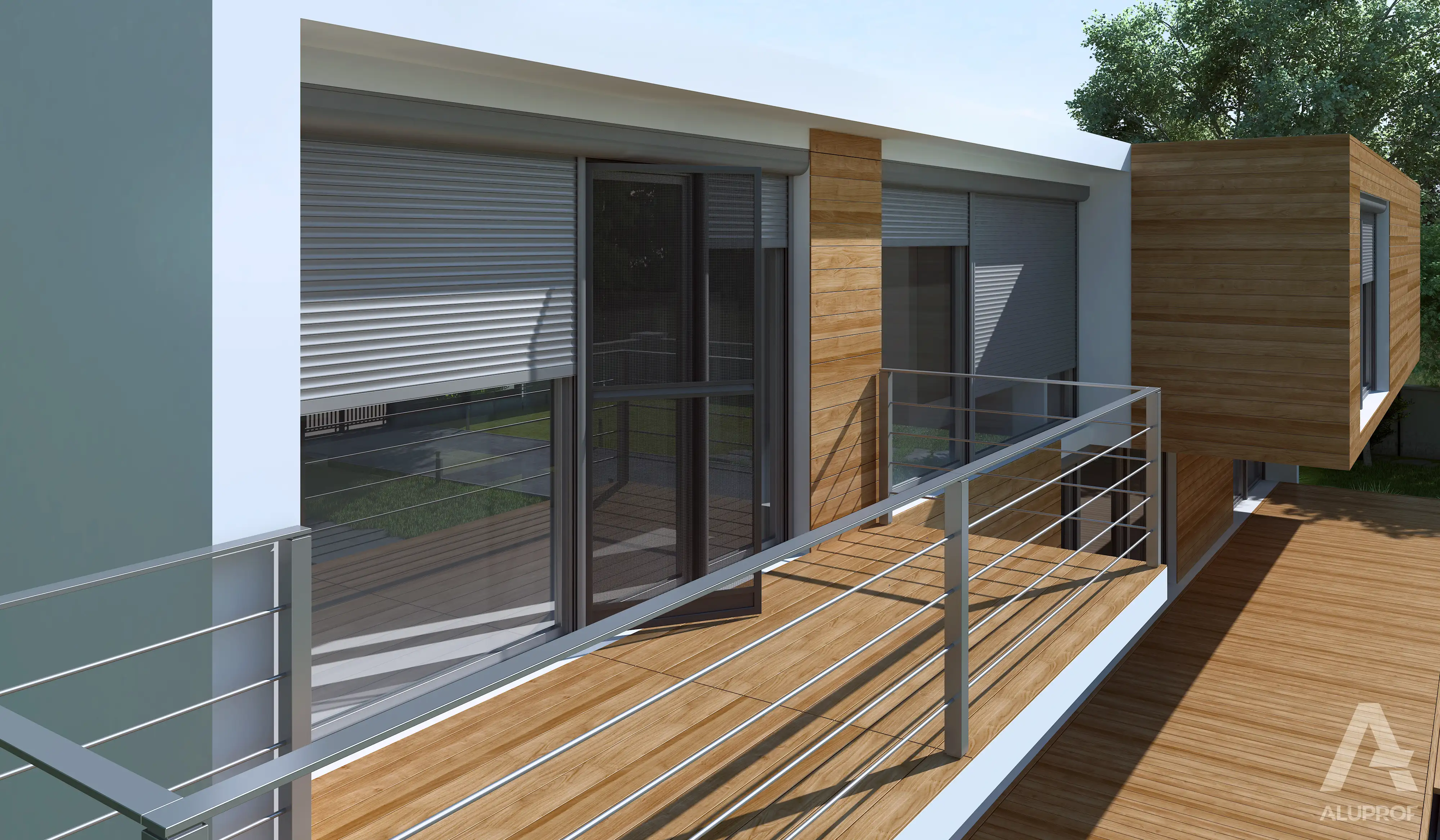 Aluprof front mounted roller shutters sun shading system RA HOUSE