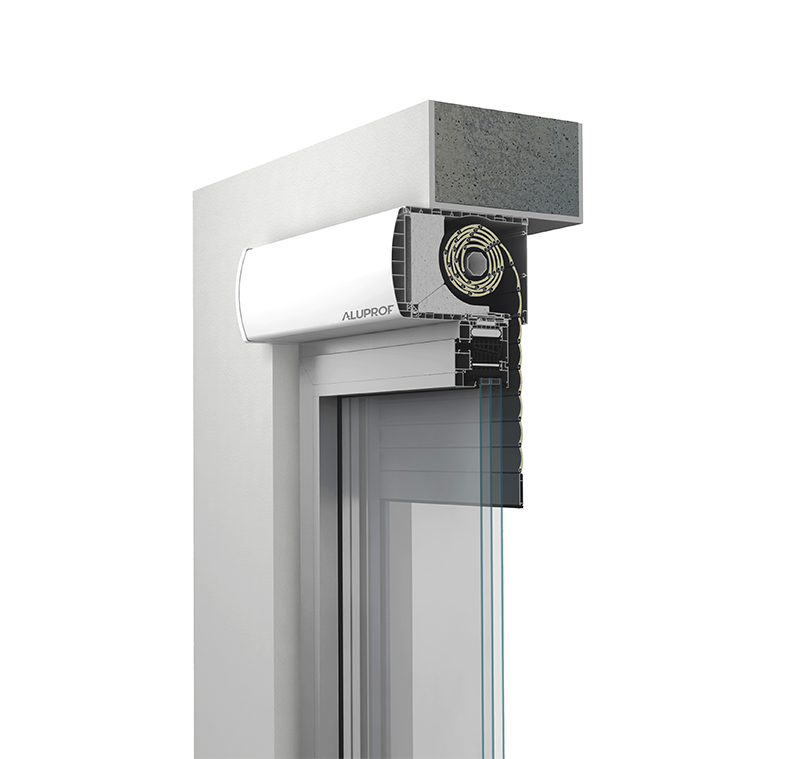 Top mounted roller shutters on modern home RA HOUSE