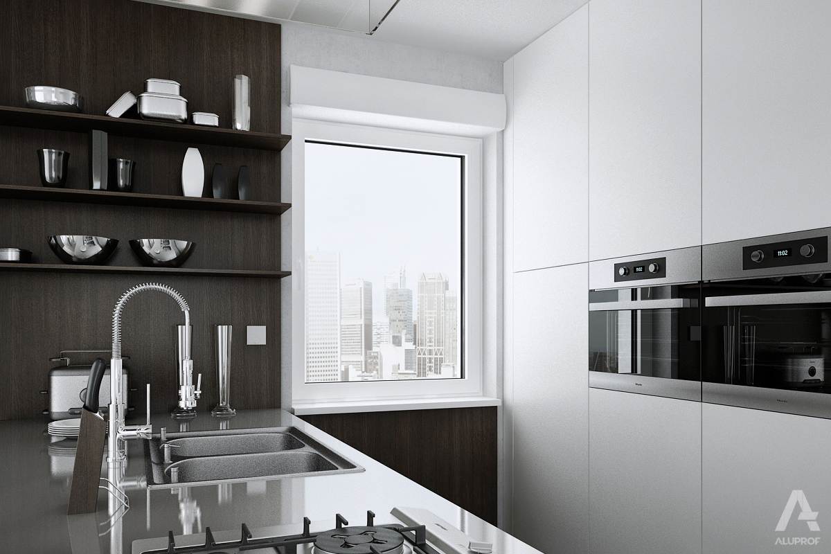 Top mounted roller shutters on modern home RA HOUSE