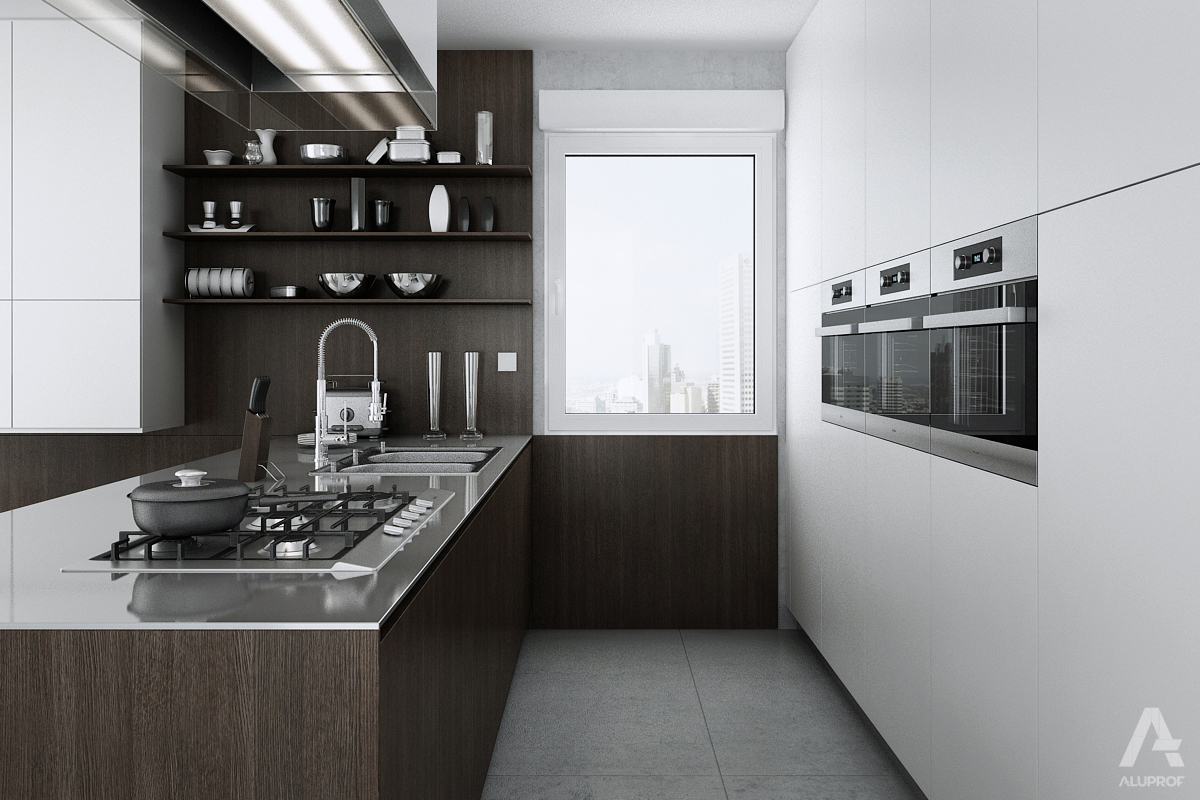 Top mounted roller shutters on modern home RA HOUSE