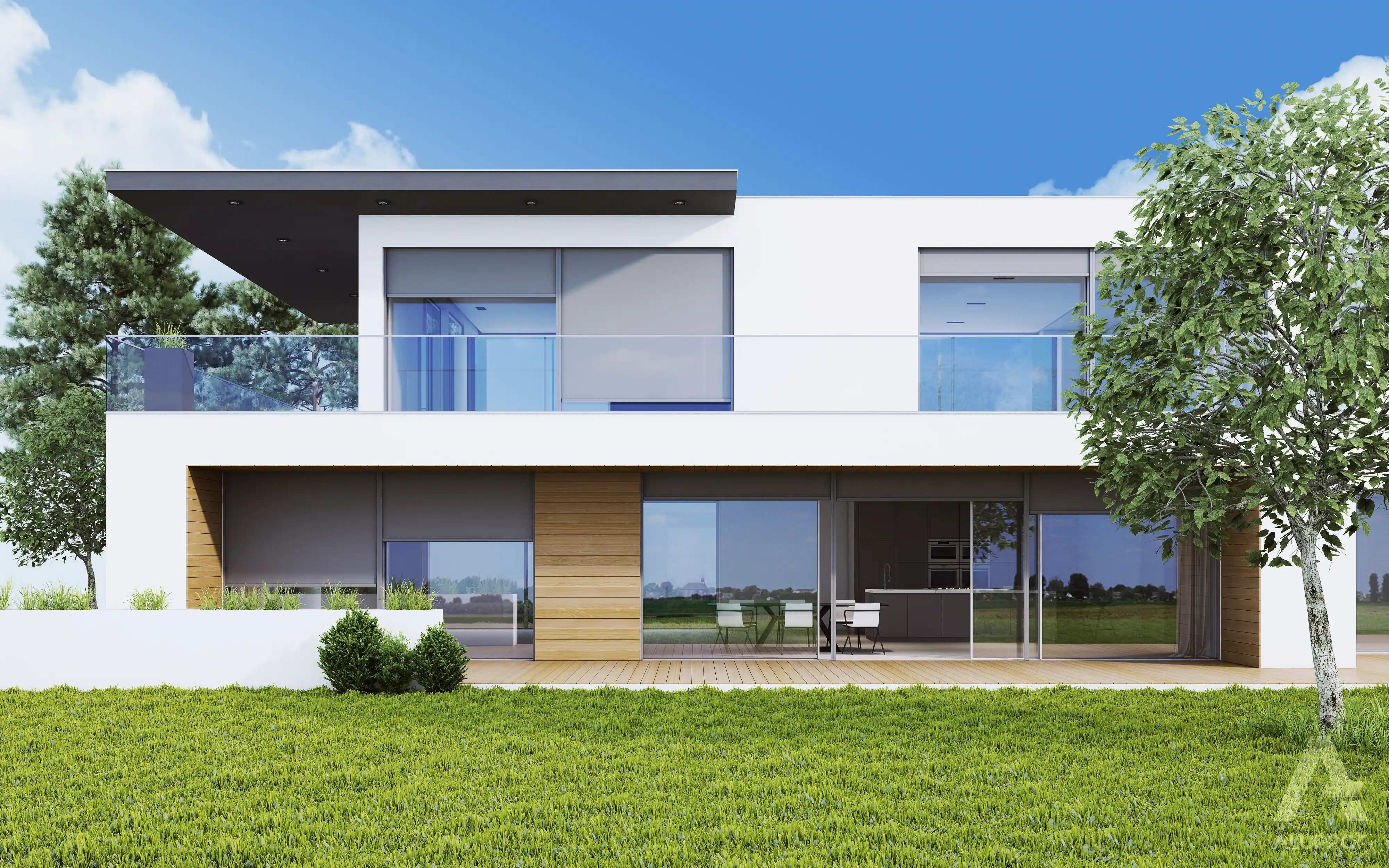 Aluprof Skyroll ECO screen system installed on modern home RA HOUSE