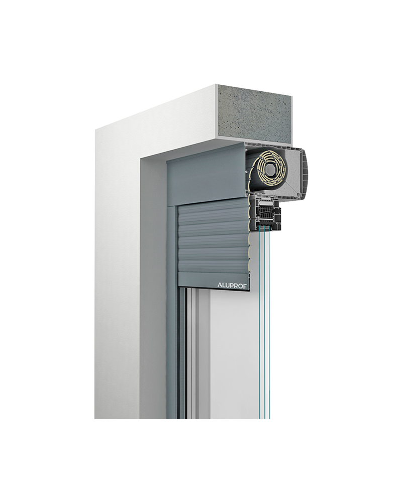 Top mounted roller shutters on modern home RA HOUSE