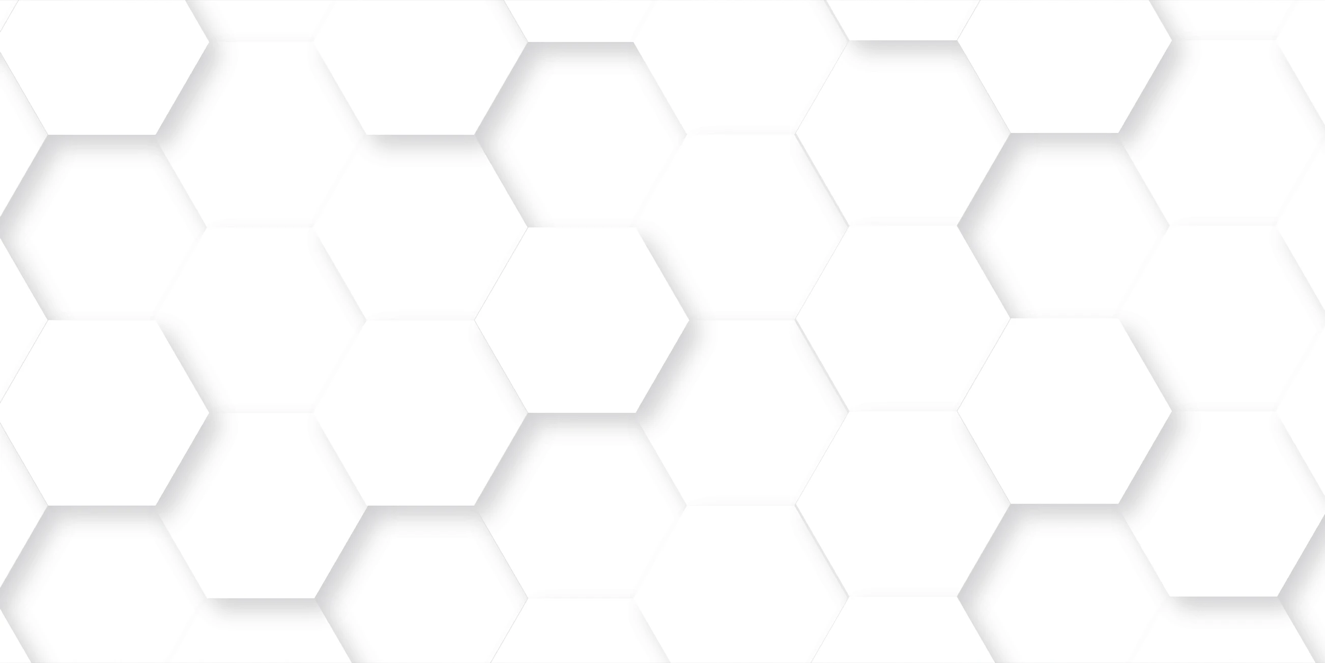 Pattern of white overlapping hexagons with subtle shadows creating a 3D effect.