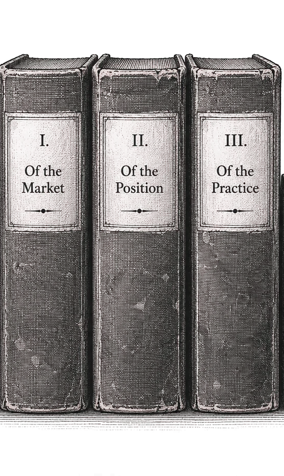 Three bound volumes — I. Of the Market, II. Of the Position, III. Of the Practice