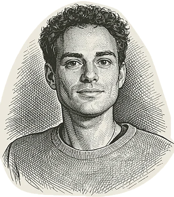 An engraved portrait of Alain-Sam Cohen