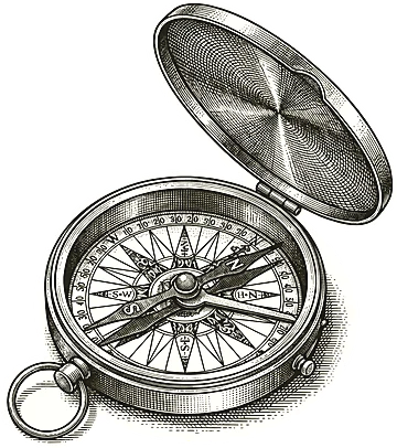 Engraving of a brass compass