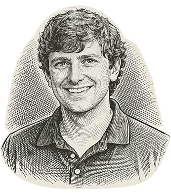 An engraved portrait of Sergiy Nesterenko