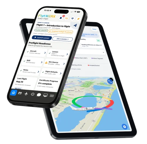 FlytWERX app showing flight training performance feedback