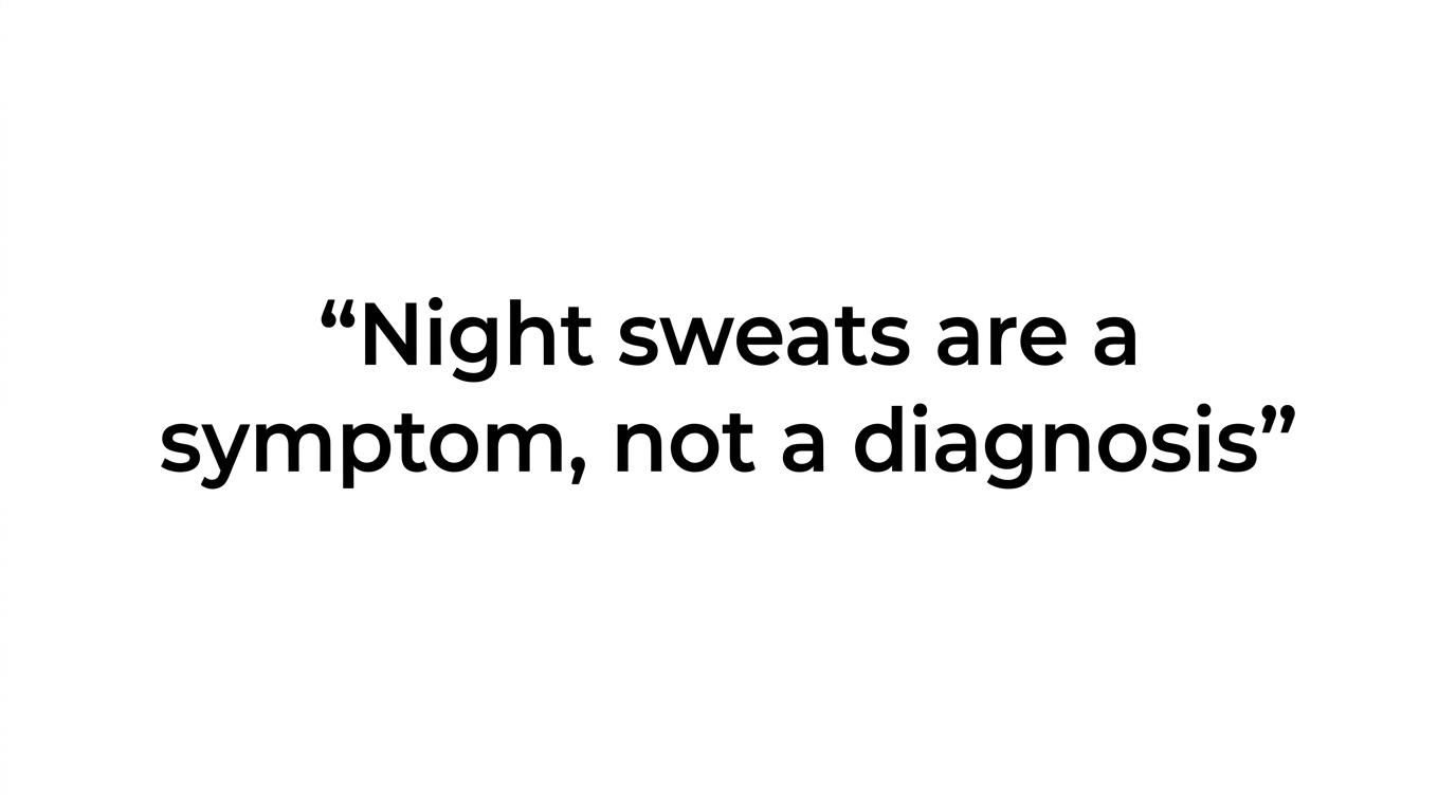 Highlighted quote stating that night sweats are a symptom, not a diagnosis.