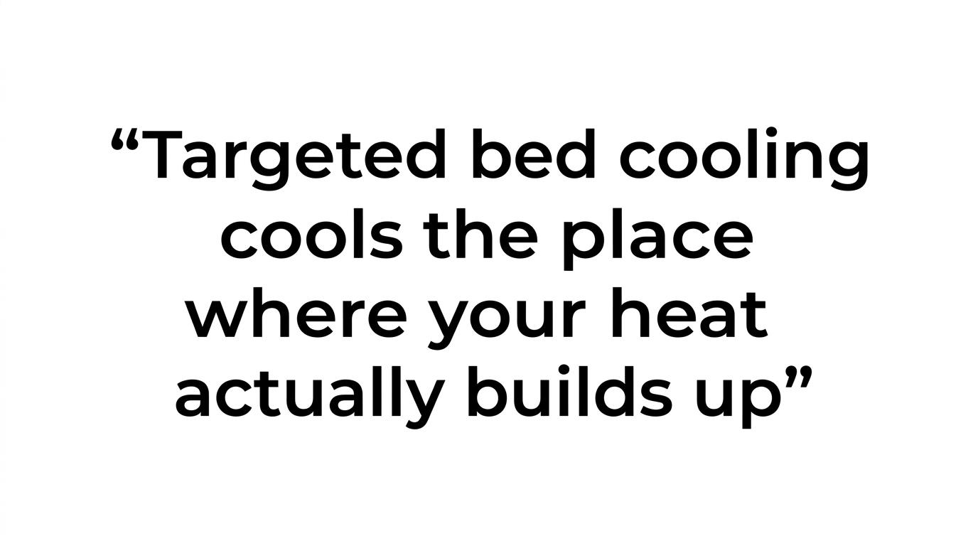 Large pull quote reading, “I did not need the whole upstairs cold. I needed my legs, chest, and sheets not to feel like an oven.”