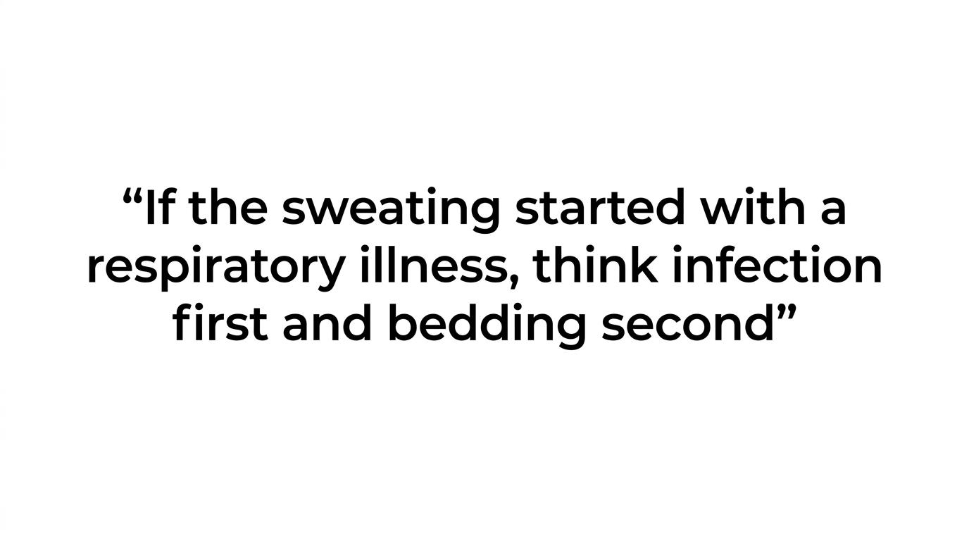 Quote card highlighting the idea that bronchitis-related sweating is often about infection, not just a warm bedroom.