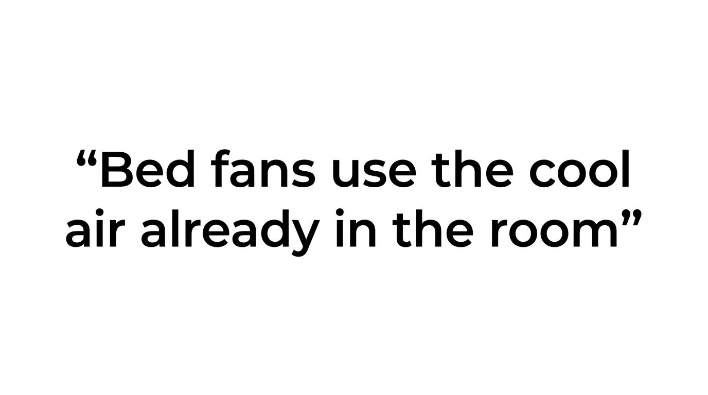 Highlighted quote stating that bed fans use existing room air rather than creating cold air.