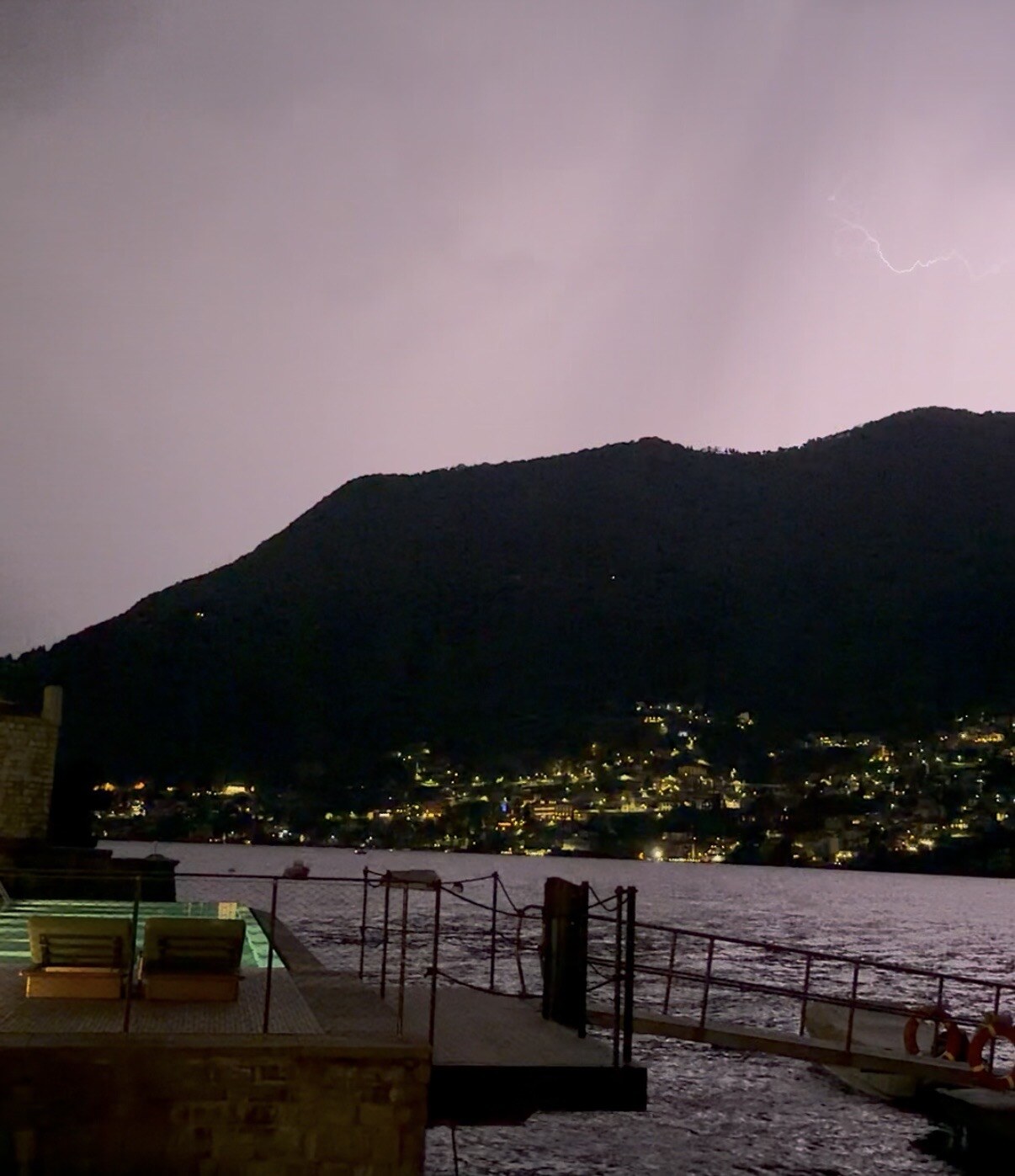 Lightning over the lake, seen from Al Lago