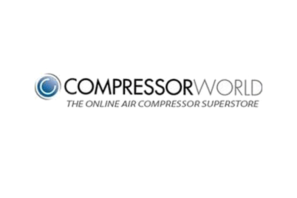 CompressorWorld logo with the tagline 'THE ONLINE AIR COMPRESSOR SUPERSTORE'.
