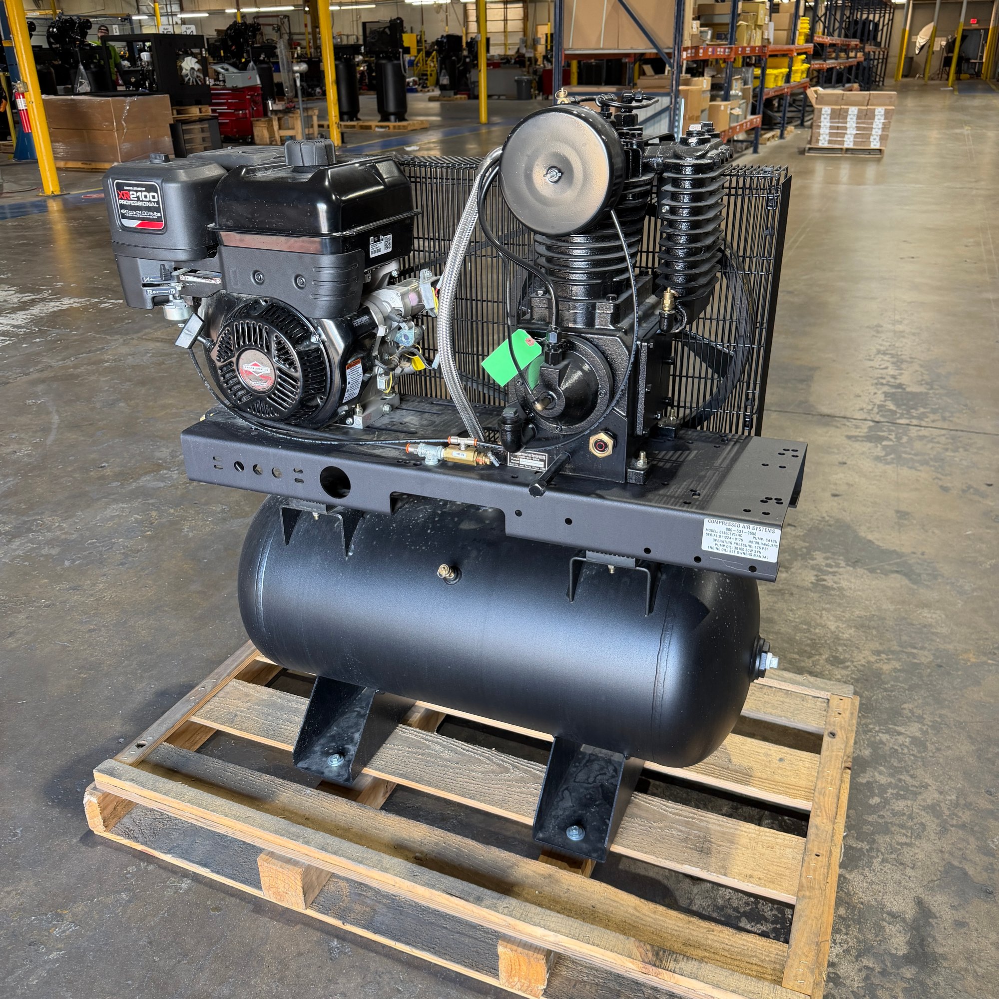 New CAS C130GEV34HC air compressor, serial 011224-0175