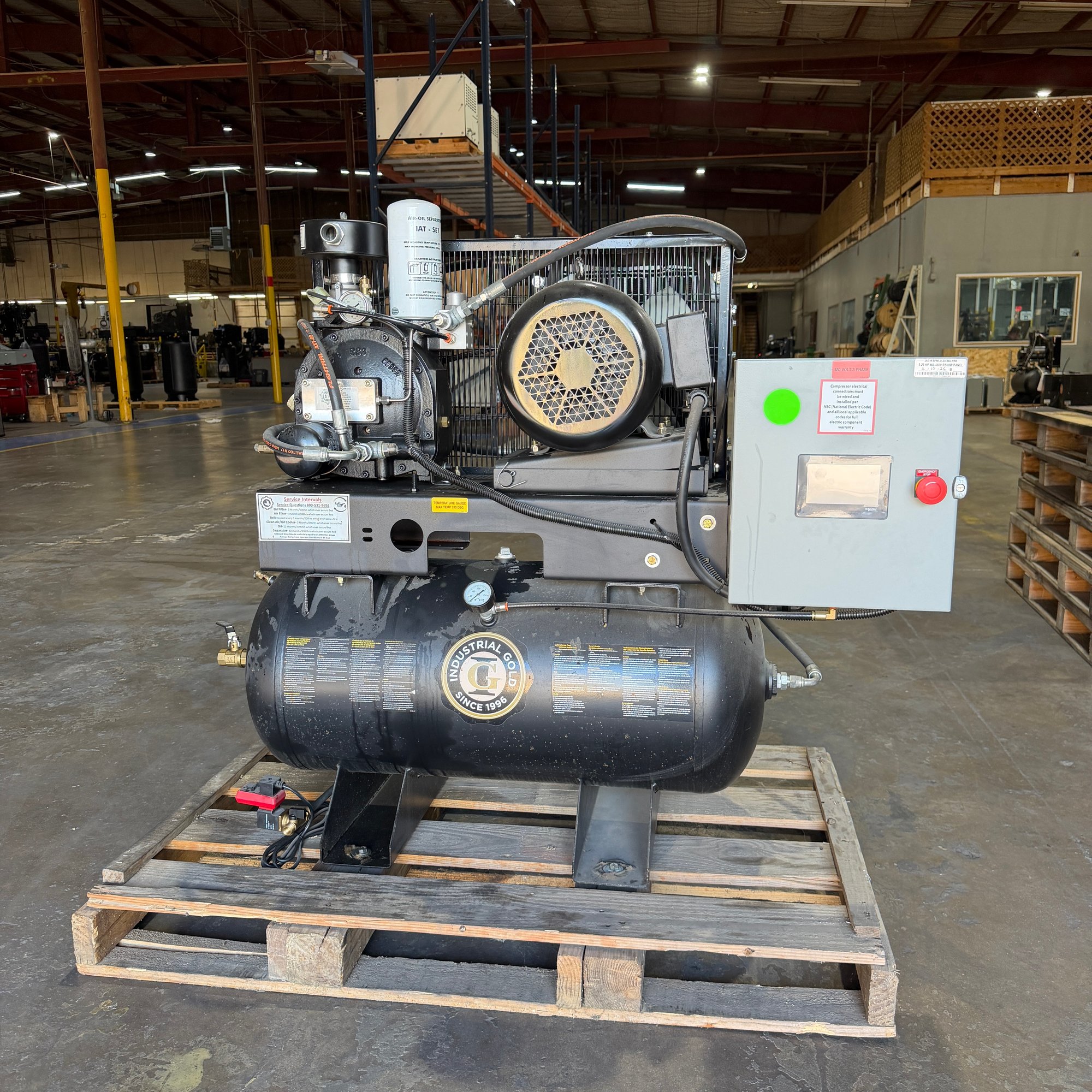 10 HP rotary screw compressor with 30 gallon tank and HMI controls, identifier RS103H33-S