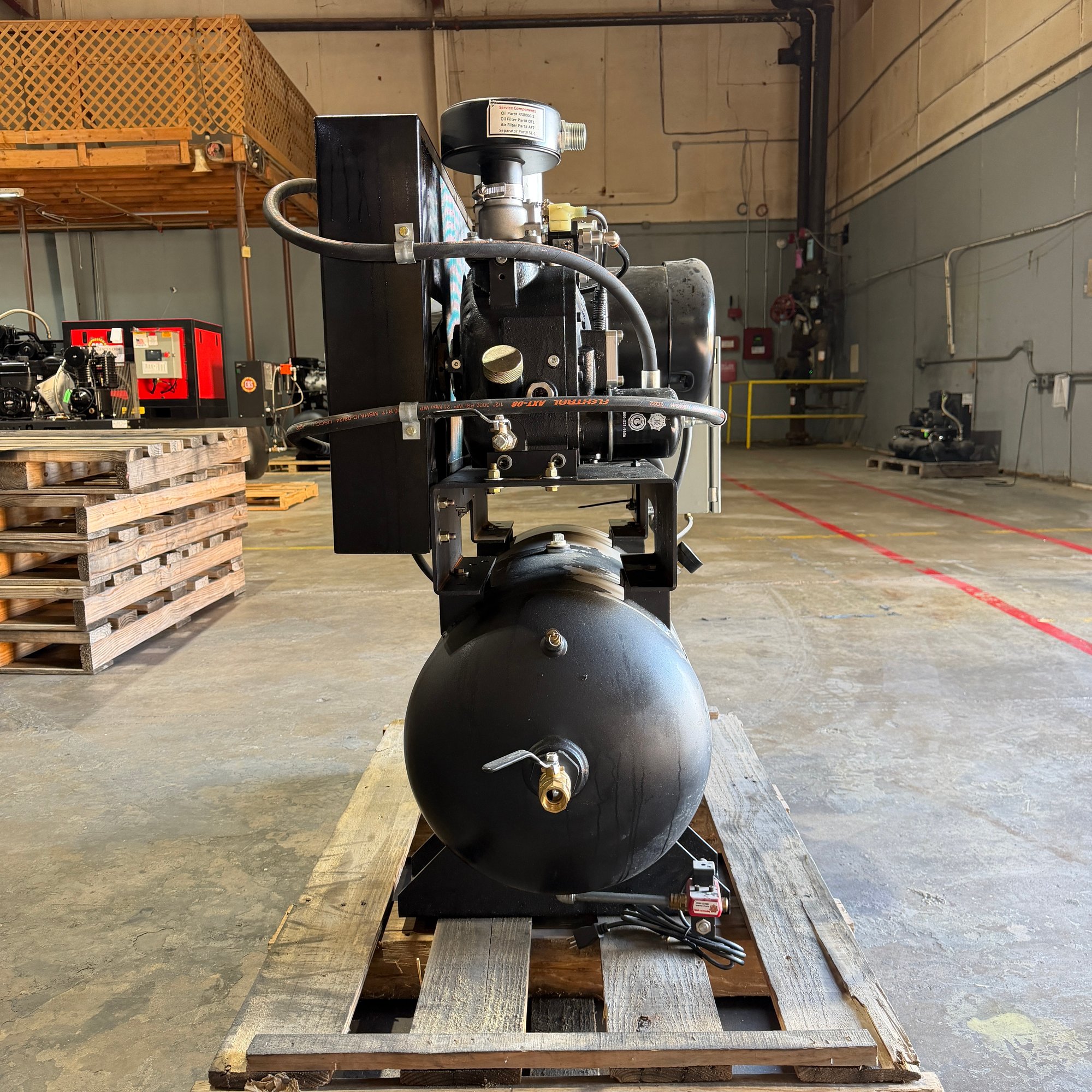 10 HP rotary screw compressor with 30 gallon tank and HMI controls, identifier RS103H33-S