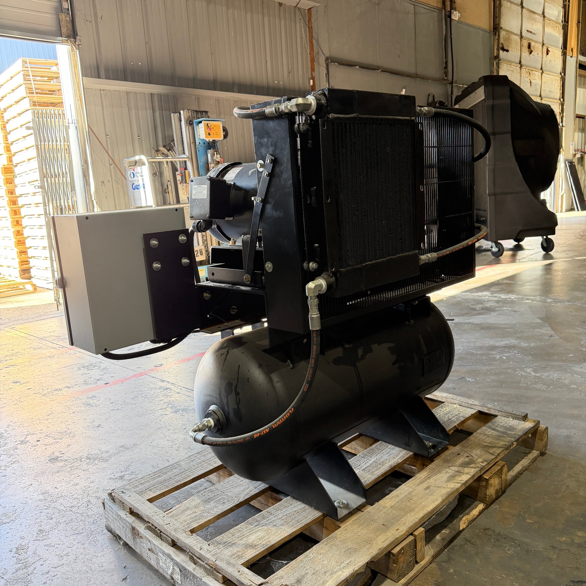 10 HP rotary screw compressor with 30 gallon tank and HMI controls, identifier RS103H33-S