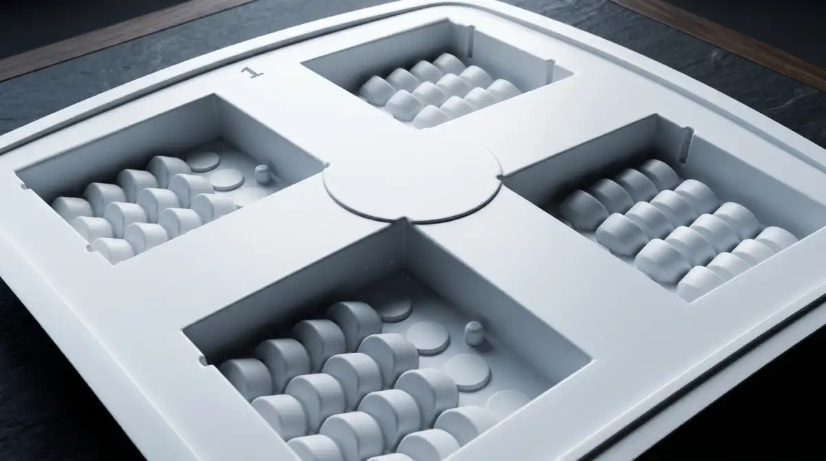 Vacuum formed part made of 2 mm white polystyrene