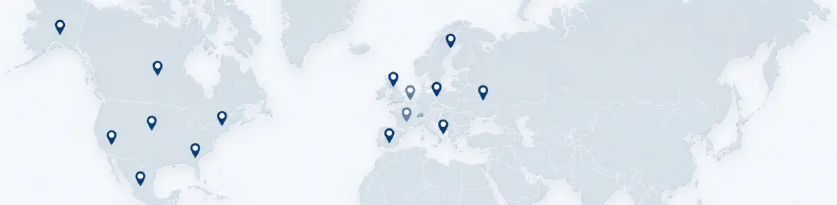 World map showing 24 countries where THERMOFORA vacuum forming machines are operating