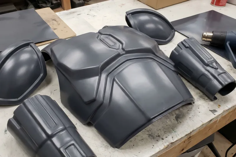 Assorted vacuum formed armor details for cosplay assembly