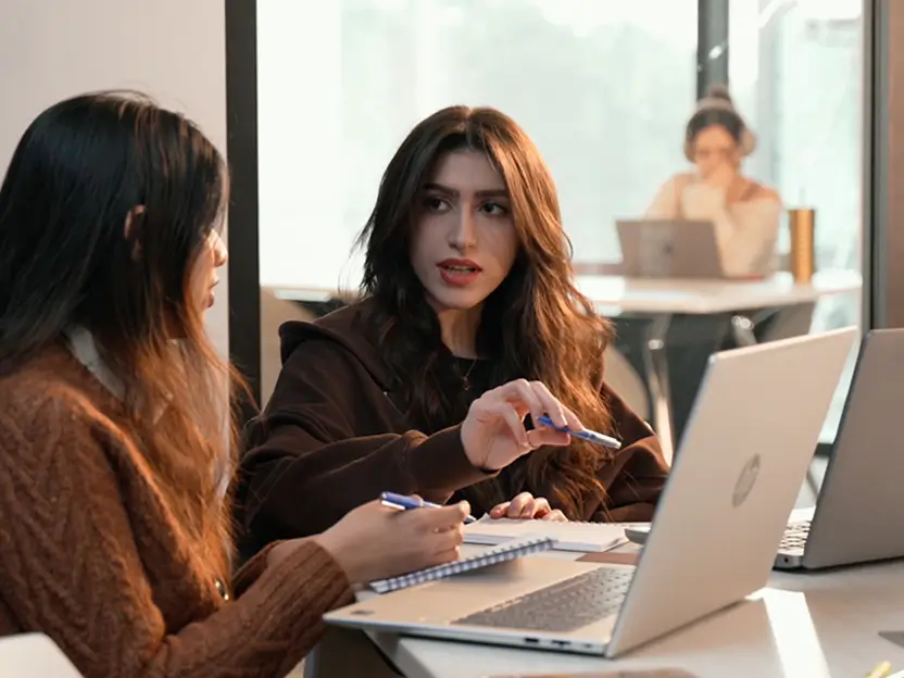 Ottawa students studying in small groups in Revalie Ottawa