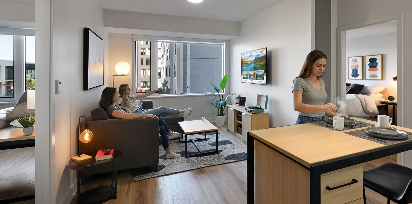 Ottawa university students are studying at the Revalie Ottawa student housing 2 bedroom unit during the day
