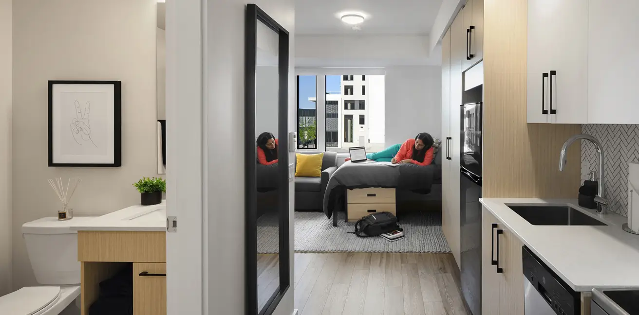 Studio unit at the Revalie Ottawa student housing