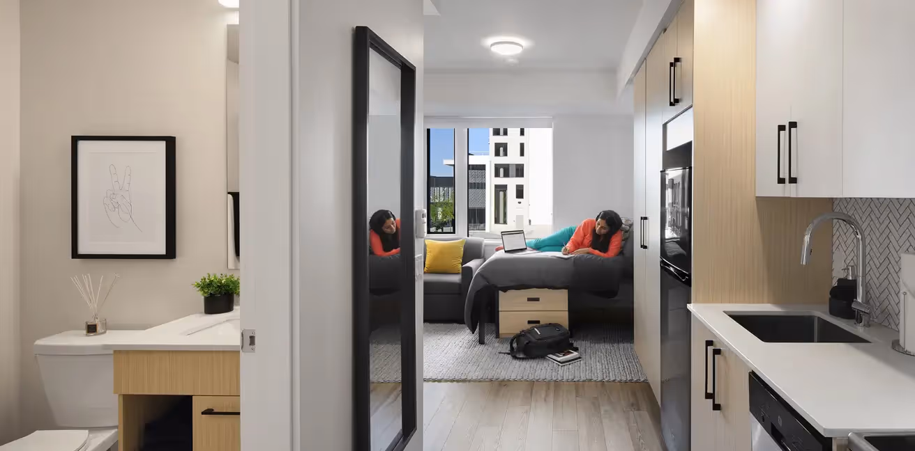 Ottawa university students are studying  at the Revalie Ottawa student housing 2 bedroom unit