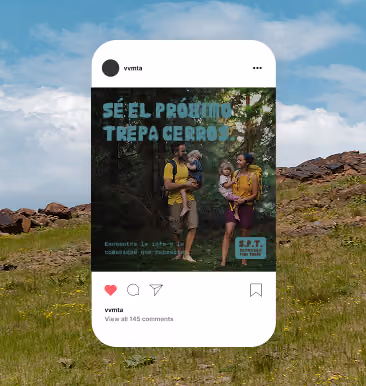 Publicación de Instagram — 'Sé el próximo trepa cerros'