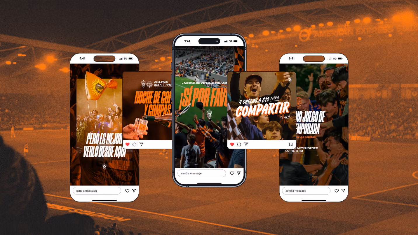 Teléfonos con publicaciones de la campaña del OCSC sobre el estadio
