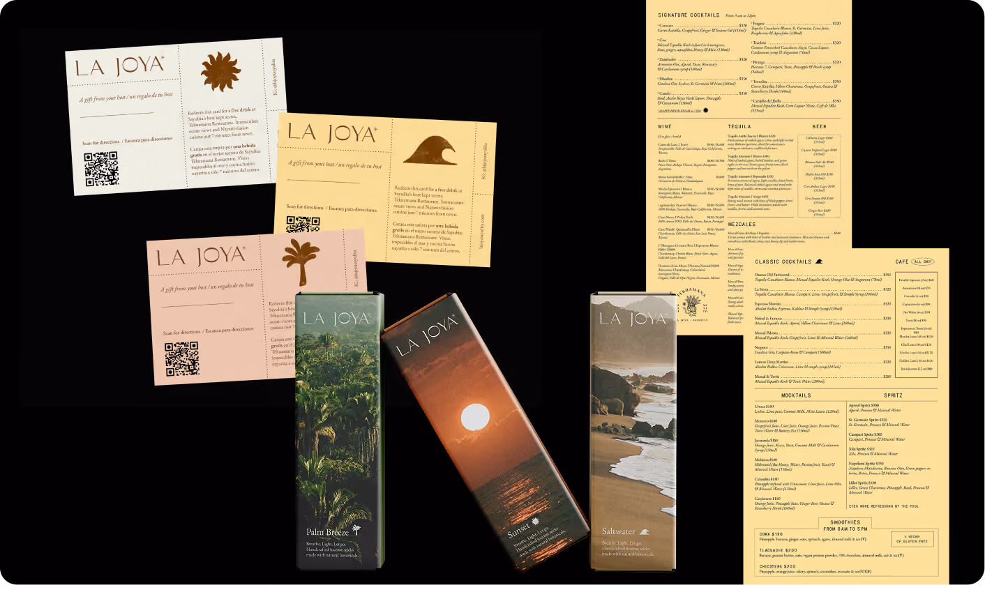 La Joya stationery — menus, cards and guest collateral