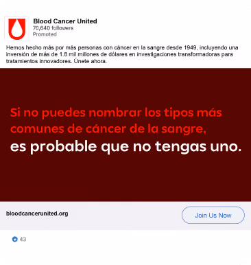 Anuncio de Blood Cancer United sobre los tipos más comunes de cáncer de la sangre