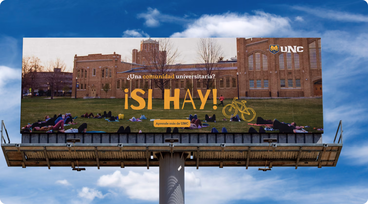 ¡Sí Hay! billboard outside the UNC stadium