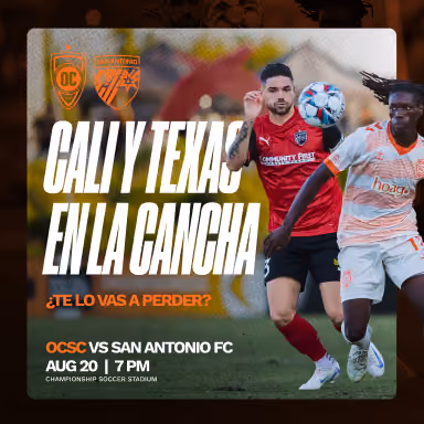 Anuncio del OCSC 'Cali y Texas en la cancha' — jugadores en acción