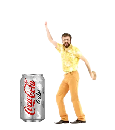 Hombre bailando con una Coca-Cola Light