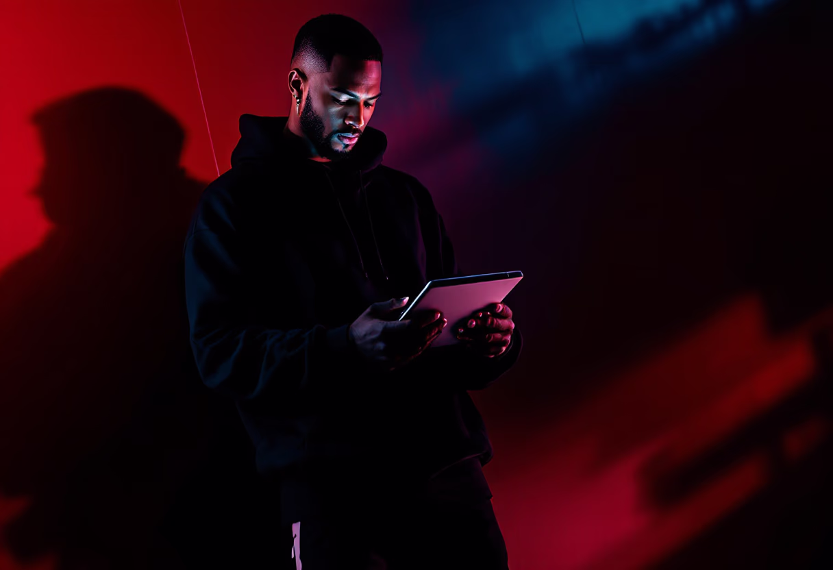 image of a person reading a tablet