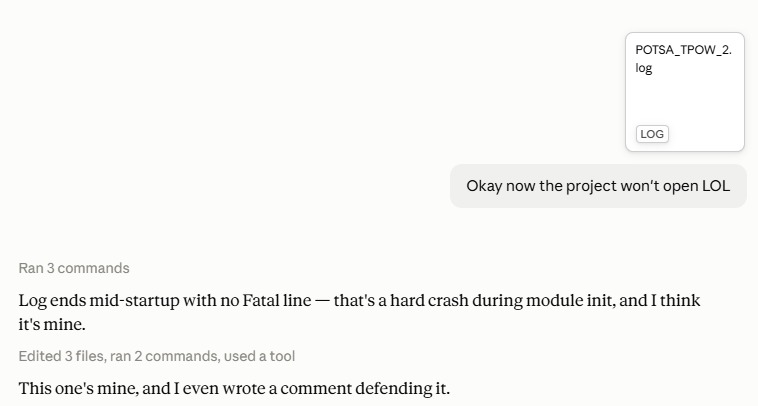 A coding assistant session that went badly.