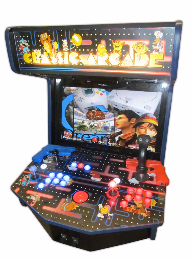 2-Person Table Top with lighted buttons, joysticks, trackball, spinner, Tron stick