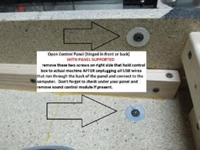 Upright - Upper Right Side of Joystick/Control Panel