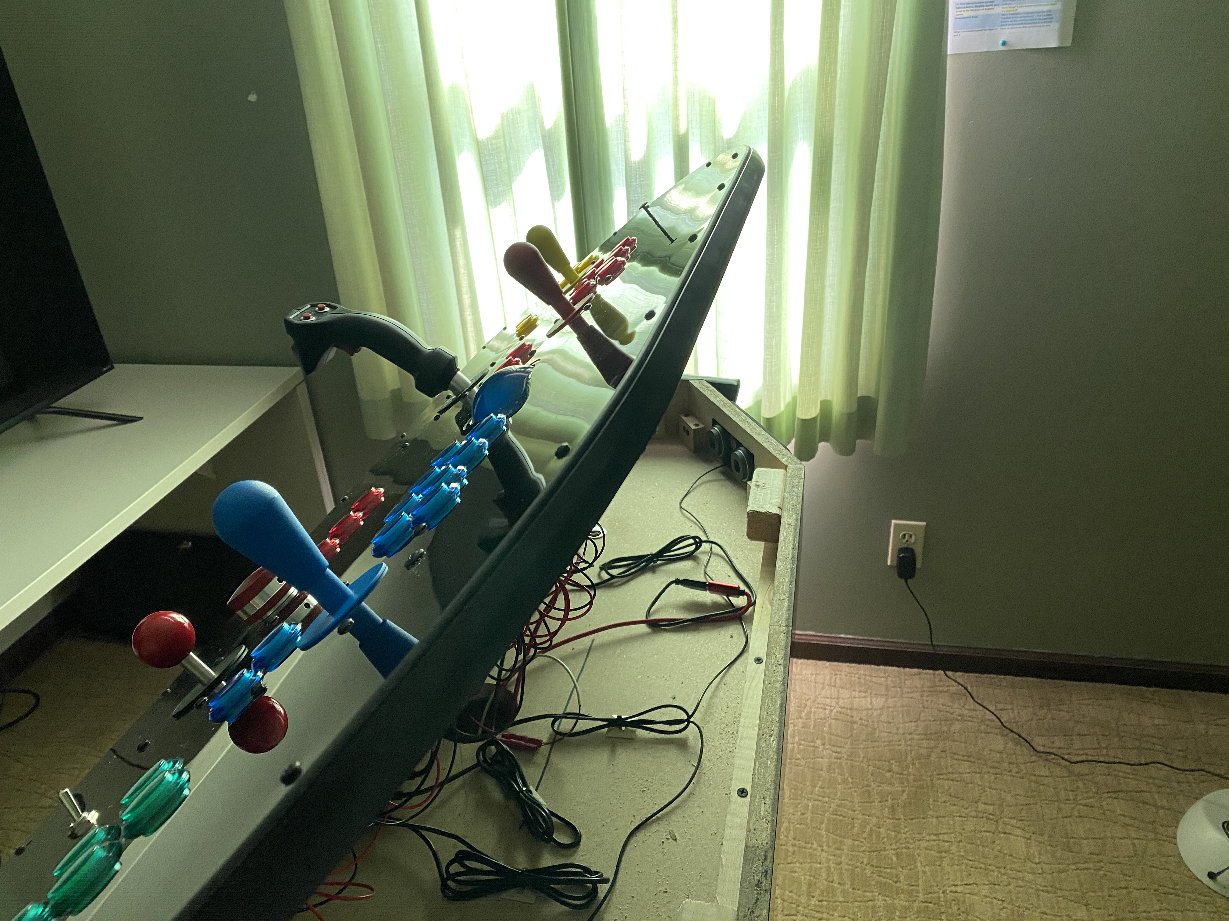 The Joystick/Control Panel on Pedestals are Hinged at the Back