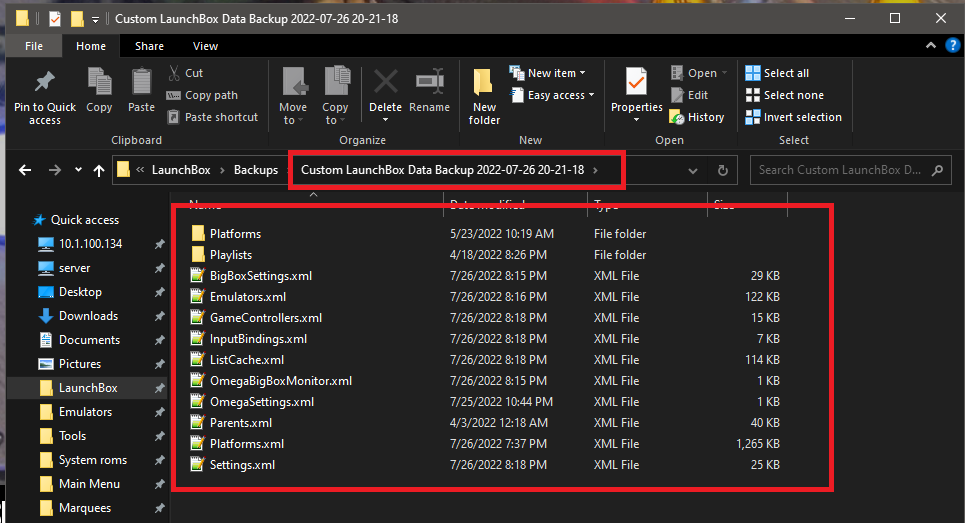 LaunchBox Backup XML Files