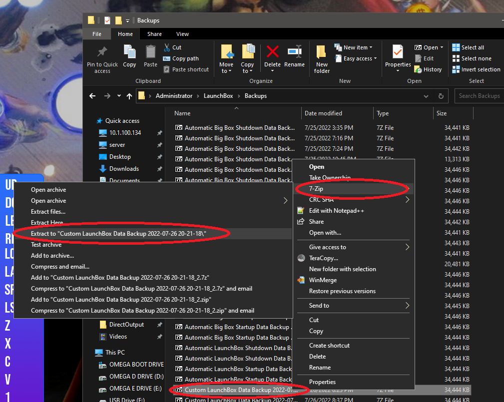LaunchBox Restore via 7-Zip