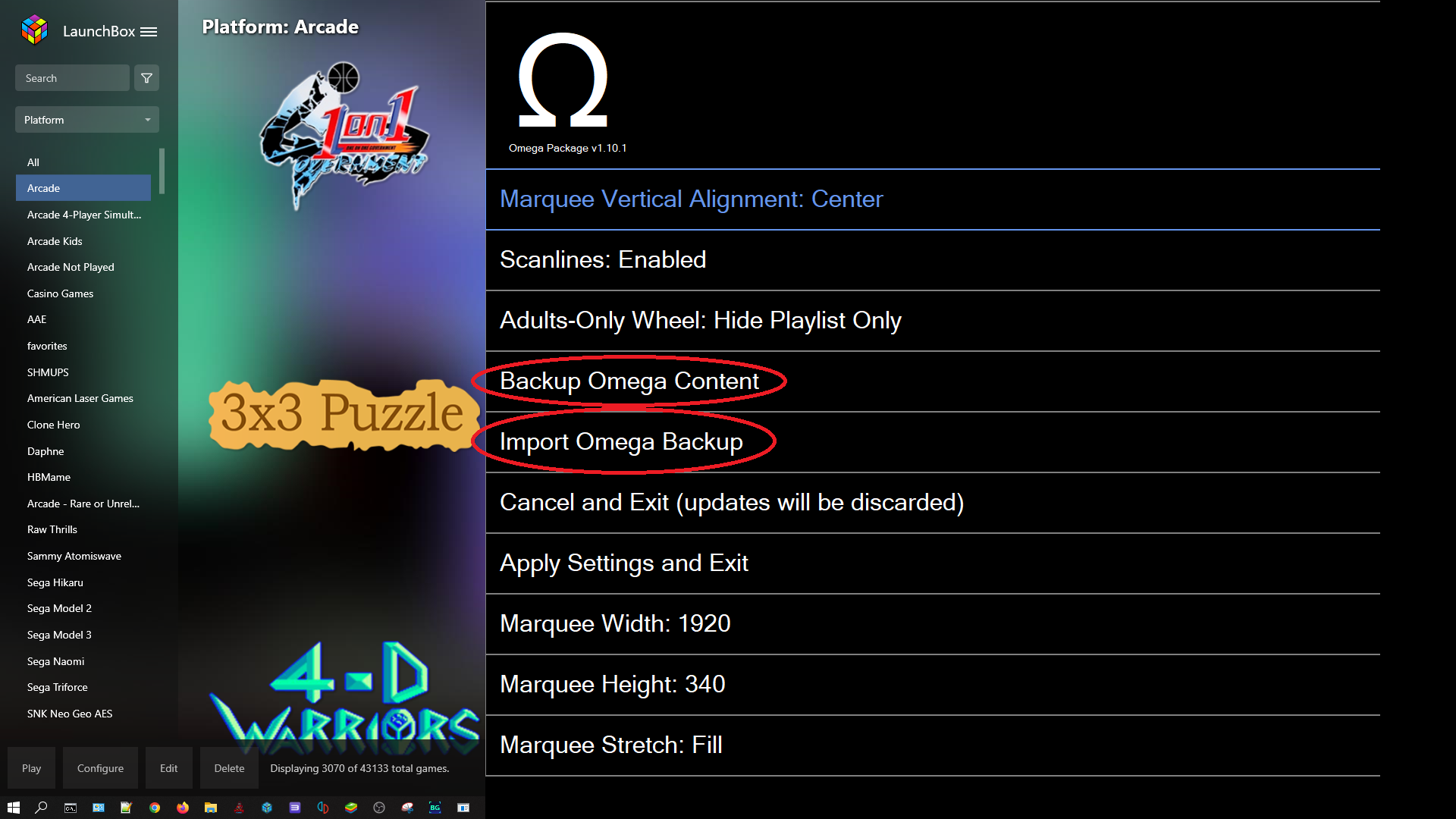 LaunchBox Backup Omega Content