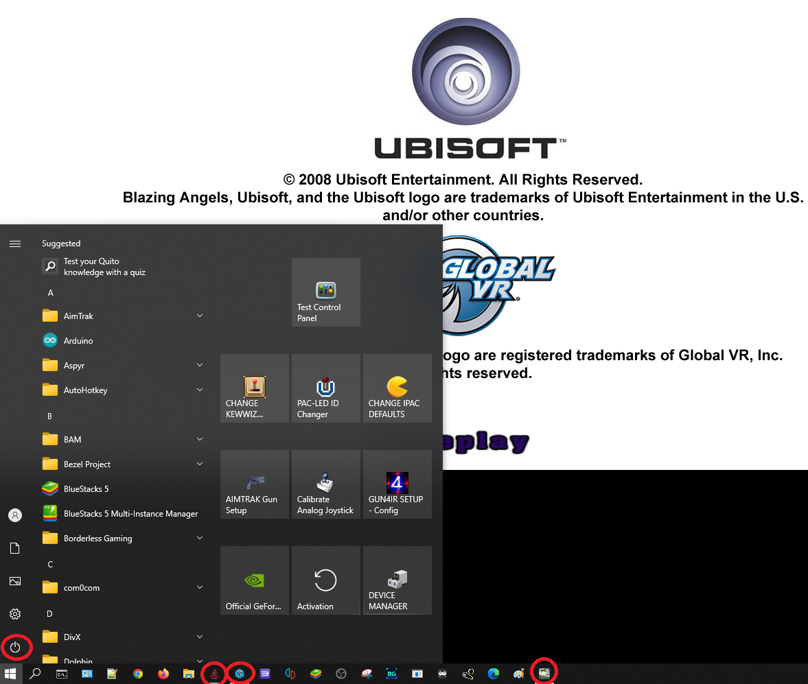 Windows Start Menu Over a Frozen Game