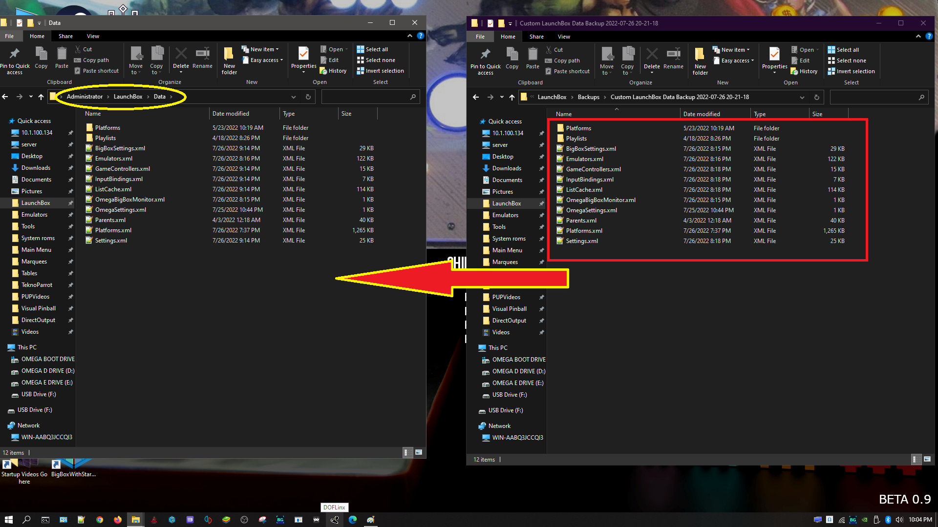 LaunchBox Restore to Data Directory