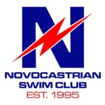 Logo of Novocastrian Swim Club featuring a blue stylized 'N' with a red lightning bolt and the text 'Novocastrian Swim Club EST. 1995' below.