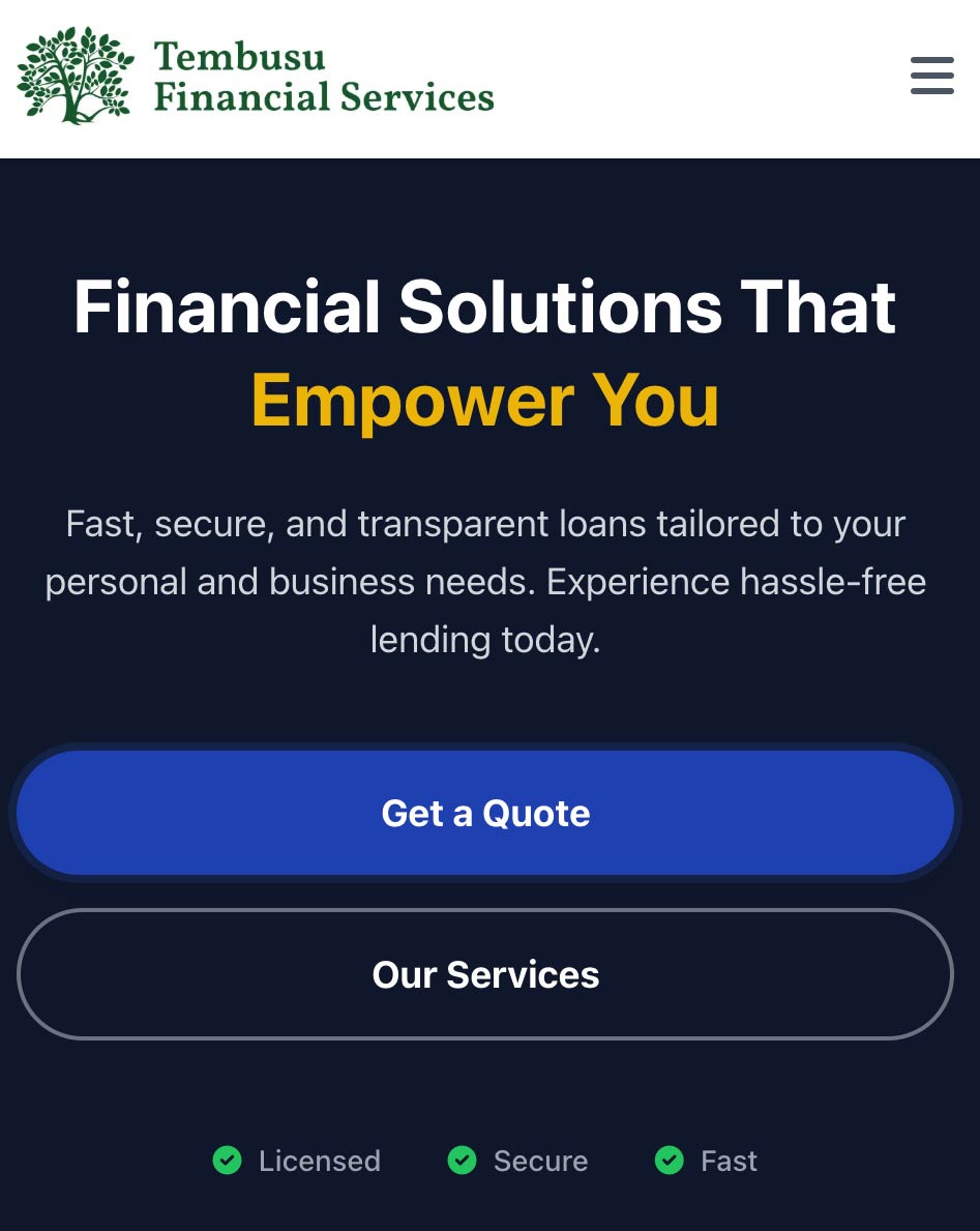 Screenshot of fraudulent website