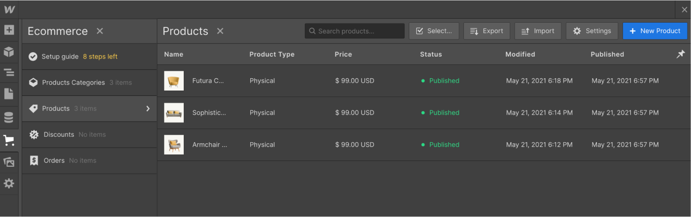 eCommerce Products - Startup X Webflow Template